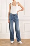 Джинсы Contemporary Loose из легкого денима женские Brunello Cucinelli - нашивка из кристаллов, жемчуга и канители. 100% хлопок. пуговица, застежка-молния с металлической кнопкой Двойная цепочка льва.. 5 классических карманов. Страна производитель: Италия. Уход: специализированная чистка - фото 2