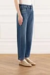 Brunello Cucinelli Штани Loose з деніму Authentic сині жіночі - декоративні шви. 100% бавовна. гудзик, застібка-блискавка . 5 класичних кишень. Країна виробник: Італія. Догляд: спеціалізоване чищення - фото 3