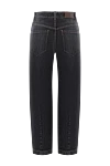 Штани Loose з деніму Authentic сірі жіночі Brunello Cucinelli - декоративні шви. 100% бавовна. гудзик, застібка-блискавка . 5 класичних кишень. Країна виробник: Італія. Догляд: спеціалізоване чищення - фото 6