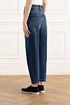 Штани Loose з деніму Authentic темно-сині жіночі Brunello Cucinelli - декоративні шви. 100% бавовна. гудзик, застібка-блискавка . 5 класичних кишень. Країна виробник: Італія. Догляд: спеціалізоване чищення - фото 4