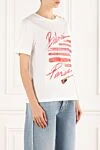 Balmain Women's T-shirt with lipstick print white - lipstick print. 100% cotton. Country of manufacture: Italy. Care: specialized cleaning - photo 3