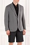 Sartoria Latorre Серый мужской пиджак однобортный из шерсти и хлопка - 58% шерсть, 42% хлопок. пуговицы. 2 боковых кармана, один нагрудный. Страна производитель: Италия. Уход: специализированная чистка - фото 3