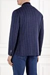Blue striped men's jacket single-breasted Sartoria Latorre - stripe pattern. 84% wool, 14% nylon, 2% elastane. Closure: buttons. 2 side pockets, one chest pocket. Country of manufacture: Italy. Care: specialized cleaning - photo 4