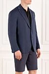 Sartoria Latorre Синий мужской пиджак однобортный - 84% шерсть, 14% нейлон, 2% эластан. пуговицы. 2 боковых кармана, один нагрудный. Страна производитель: Италия. Уход: специализированная чистка - фото 3