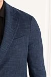Sartoria Latorre Мужской синий пиджак с абстрактным узором - абстрактный узор. 65% шерсть, 27% хлопок, 8% лен. пуговицы. 2 боковых кармана, один нагрудный. Страна производитель: Италия. Уход: специализированная чистка - фото 5