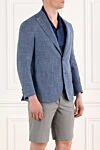 Sartoria Latorre Стильний чоловічий піджак блакитний з накладними кишенями - 65% вовна, 27% бавовна, 8% льон. гудзики. 2 бічні кишені, одна нагрудна. Країна виробник: Італія. Догляд: спеціалізоване чищення - фото 3