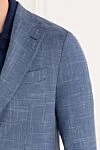 Sartoria Latorre Стильний чоловічий піджак блакитний з накладними кишенями - 65% вовна, 27% бавовна, 8% льон. гудзики. 2 бічні кишені, одна нагрудна. Країна виробник: Італія. Догляд: спеціалізоване чищення - фото 5
