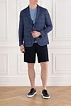 Клетчатый пиджак из шерсти и льна синего цвета Sartoria Latorre - 60% лен, 40% шерсть. пуговицы. два боковых кармана, один нагрудный карман. Страна производитель: Италия. Уход: специализированная чистка - фото 2