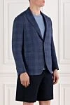 Sartoria Latorre Клетчатый пиджак из шерсти и льна синего цвета - 60% лен, 40% шерсть. пуговицы. два боковых кармана, один нагрудный карман. Страна производитель: Италия. Уход: специализированная чистка - фото 3