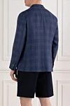 Клетчатый пиджак из шерсти и льна синего цвета Sartoria Latorre - 60% лен, 40% шерсть. пуговицы. два боковых кармана, один нагрудный карман. Страна производитель: Италия. Уход: специализированная чистка - фото 4