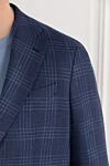 Sartoria Latorre Клетчатый пиджак из шерсти и льна синего цвета - 60% лен, 40% шерсть. пуговицы. два боковых кармана, один нагрудный карман. Страна производитель: Италия. Уход: специализированная чистка - фото 5
