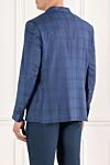 Клетчатый синий пиджак мужской из шерсти Sartoria Latorre - 100% шерсть. пуговицы. 2 боковых кармана, один нагрудный. Страна производитель: Италия. Уход: специализированная чистка - фото 4