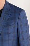 Sartoria Latorre Клітчастий синій жакет чоловічий з вовни - 100% шерсть. гудзики. 2 бічні кишені, одна нагрудна. Країна виробник: Італія. Догляд: спеціалізоване чищення - фото 5