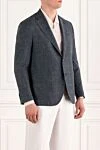 Sartoria Latorre Синий мужской пиджак из смеси шерсти хлопка и льна - 65% шерсть, 27% хлопок, 8% лен. пуговицы. 2 боковых кармана, один нагрудный. Страна производитель: Италия. Уход: специализированная чистка - фото 3