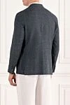 Синий мужской пиджак из смеси шерсти хлопка и льна Sartoria Latorre - 65% шерсть, 27% хлопок, 8% лен. пуговицы. 2 боковых кармана, один нагрудный. Страна производитель: Италия. Уход: специализированная чистка - фото 4