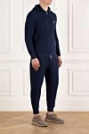 Brunello Cucinelli Спортивный костюм мужской хлопковый тёмно синий с капюшоном - логотип бренда. капюшон. 95% хлопок, 5% полиамид. молния, кулиска. Страна производитель: Италия. Уход: специализированная чистка - фото 3