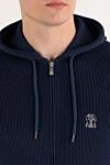 Brunello Cucinelli Спортивный костюм мужской хлопковый тёмно синий с капюшоном - логотип бренда. капюшон. 95% хлопок, 5% полиамид. молния, кулиска. Страна производитель: Италия. Уход: специализированная чистка - фото 5