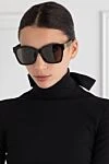 Женские солнцезащитные очки Dynasty Square черного цвета Balenciaga - лазерный логотип на правой линзе. 100% ацетат. черный. Страна производитель: Италия. Уход: специализированная чистка - фото 2