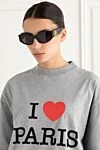 Жіночі окуляри для захисту від сонця Bossy Round Af чорного кольору Balenciaga - лазерний логотип на правій лінзі. 100% ацетат. коричневий. Країна виробник: Італія. Догляд: спеціалізоване чищення - фото 2