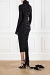 Balenciaga Black midi dress with stand-up collar - contrast edging. 83% viscose, 17% elastane. Country of manufacture: Italy. Care: specialized cleaning - photo 3