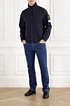 Ветро- и водонепроницаемая куртка со скрытым капюшоном синяя мужская Stone Island - логотип бренда. капюшон. 92% полиэстер, 8% эластан. два боковых кармана. молния. Страна производитель: Италия. Уход: специализированная чистка - фото 2