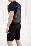 Leather Cross Shoulder Bag Black Prada - brand logo. 100% genuine leather. Dimensions: 47.5 x 26.5 x 10 cm. Strap length: adjustable nylon webbing shoulder strap. Maximum length 85 cm - minimum length 48 cm. two external zipped pockets, internal zipped pocket. Fastener: zipper. Country of manufacture: Italy. Care: specialized cleaning - photo 2