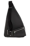 Leather Cross Shoulder Bag Black Prada - brand logo. 100% genuine leather. Dimensions: 47.5 x 26.5 x 10 cm. Strap length: adjustable nylon webbing shoulder strap. Maximum length 85 cm - minimum length 48 cm. two external zipped pockets, internal zipped pocket. Fastener: zipper. Country of manufacture: Italy. Care: specialized cleaning - photo 4