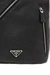 Prada Leather Cross Shoulder Bag Black - brand logo. 100% genuine leather. Dimensions: 47.5 x 26.5 x 10 cm. Strap length: adjustable nylon webbing shoulder strap. Maximum length 85 cm - minimum length 48 cm. two external zipped pockets, internal zipped pocket. Fastener: zipper. Country of manufacture: Italy. Care: specialized cleaning - photo 5