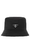 Prada Panama Re-Nylon with logo black men - triangular brand logo. 100% polyamide. Country of manufacture: Italy. Care: specialized cleaning - photo 1
