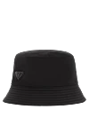 Prada Panama Re-Nylon with logo black men - triangular brand logo. 100% polyamide. Country of manufacture: Italy. Care: specialized cleaning - photo 3