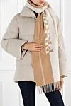 Beige women's wool scarf with monogram and logo Prada - logo, fringe. 100% wool. Country of manufacture: Italy. Care: specialized cleaning - photo 2