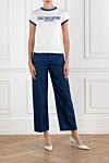 Straight cut denim trousers for women, blue Gucci - Gucci Rosso Ancora naplak leather label. 100% cotton. button, zipper. 5 classic pockets. Country of manufacture: Italy. Care: specialized cleaning - photo 2