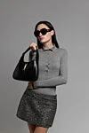 Gucci Твидовая юбка мини в полоску серая - эффект металлик. 50% шерсть, 30% полиамид, 20% полиэстер. два боковых кармана, два задних кармана. Страна производитель: Италия. Уход: специализированная чистка - фото 7