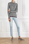 Grey long sleeve polo shirt in extra fine cashmere and ribbed silk Gucci - WEB stripe, rib. . 70% cashmere, 30% silk. Fastener: buttons. Country of manufacture: Italy. Care: specialized cleaning - photo 2