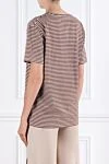 Chez Print T-Shirt in Brown Stripes Valentino - striped pattern, print. 100% cotton. Country of manufacture: Italy. Care: specialized cleaning - photo 4