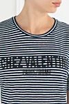 Valentino Chez Blue Striped Print T-Shirt - striped pattern, print. 100% cotton. Country of manufacture: Italy. Care: specialized cleaning - photo 5