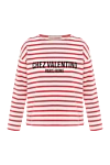 Valentino Chez Print Red Striped Jumper - striped pattern, print. 100% cotton. Country of manufacture: Italy. Care: specialized cleaning - photo 1