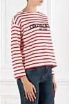 Valentino Chez Print Red Striped Jumper - striped pattern, print. 100% cotton. Country of manufacture: Italy. Care: specialized cleaning - photo 3