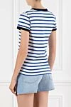 Chez Blue Stripe Print T-Shirt with Contrast Trim Valentino - striped pattern, print, contrast edging. 100% cotton. Country of manufacture: Italy. Care: specialized cleaning - photo 4