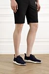 Легкие кроссовки из нубука мужские синие Santoni - контрастная подошва. 100% нубук. резиновая подошва. шнуровка. Страна производитель: Италия. Уход: специализированная чистка - фото 2