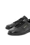 Santoni Чоловічі культові кросівки DBS Oly із чорної шкіри. - подвійна пряжка. 100% натуральна шкіра. гумова підошва.. Країна виробник: Італія. Догляд: спеціалізоване чищення - фото 5
