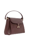 Tom Ford Tara medium bag made of genuine grained leather brown - hanging T-shaped branded fittings. 100% genuine leather. Dimensions: 36.5 X 25 X 12 CM. Belt length: shoulder strap 51 cm. external flat pocket. magnetic clasp. Country of manufacture: Italy. Care: specialized cleaning - photo 3