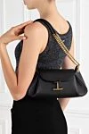 Tara Chain Black Women's Genuine Grained Leather Bag Tom Ford - hanging T-shaped branded fittings. 100% genuine leather. Dimensions: 29 X 15 X 7 CM. Strap length: shoulder strap 56 cm. internal pocket with zipper. . magnetic clasp. Country of manufacture: Italy. Care: specialized cleaning - photo 2