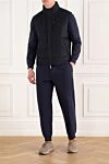 Men's warm wool and cashmere vest in dark blue Enrico Mandelli - 93% wool, 7% cashmere. two side pockets. Fastener: zipper. Country of manufacture: Italy. Care: specialized cleaning - photo 2
