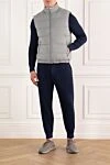 Men's gray down vest with zipper Enrico Mandelli - cashmere, polyester. two side pockets. Fastener: zipper. Country of manufacture: Italy. Care: specialized cleaning - photo 2