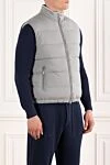Enrico Mandelli Men's gray down vest with zipper - cashmere, polyester. two side pockets. Fastener: zipper. Country of manufacture: Italy. Care: specialized cleaning - photo 3