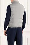 Men's gray down vest with zipper Enrico Mandelli - cashmere, polyester. two side pockets. Fastener: zipper. Country of manufacture: Italy. Care: specialized cleaning - photo 4