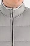 Men's gray down vest with zipper Enrico Mandelli - cashmere, polyester. two side pockets. Fastener: zipper. Country of manufacture: Italy. Care: specialized cleaning - photo 6