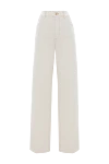 Brunello Cucinelli White Cotton Jeans With Monil Chain Women - 99% cotton, 2% elastane. zipper, buttons. five pockets. Country of manufacture: Italy. Care: specialized cleaning - photo 1