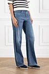 Brunello Cucinelli Women's blue jeans with distressed effect - 100% cotton. zipper, buttons. five pockets. Country of manufacture: Italy. Care: specialized cleaning - photo 3